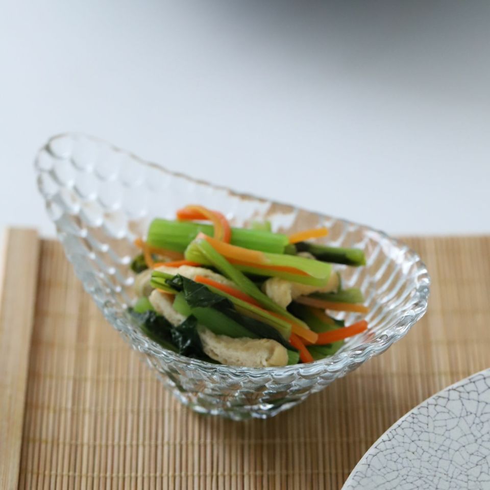 ガラス製カフタンしずく型ボウル小鉢 12cm｜おしゃれな食器の