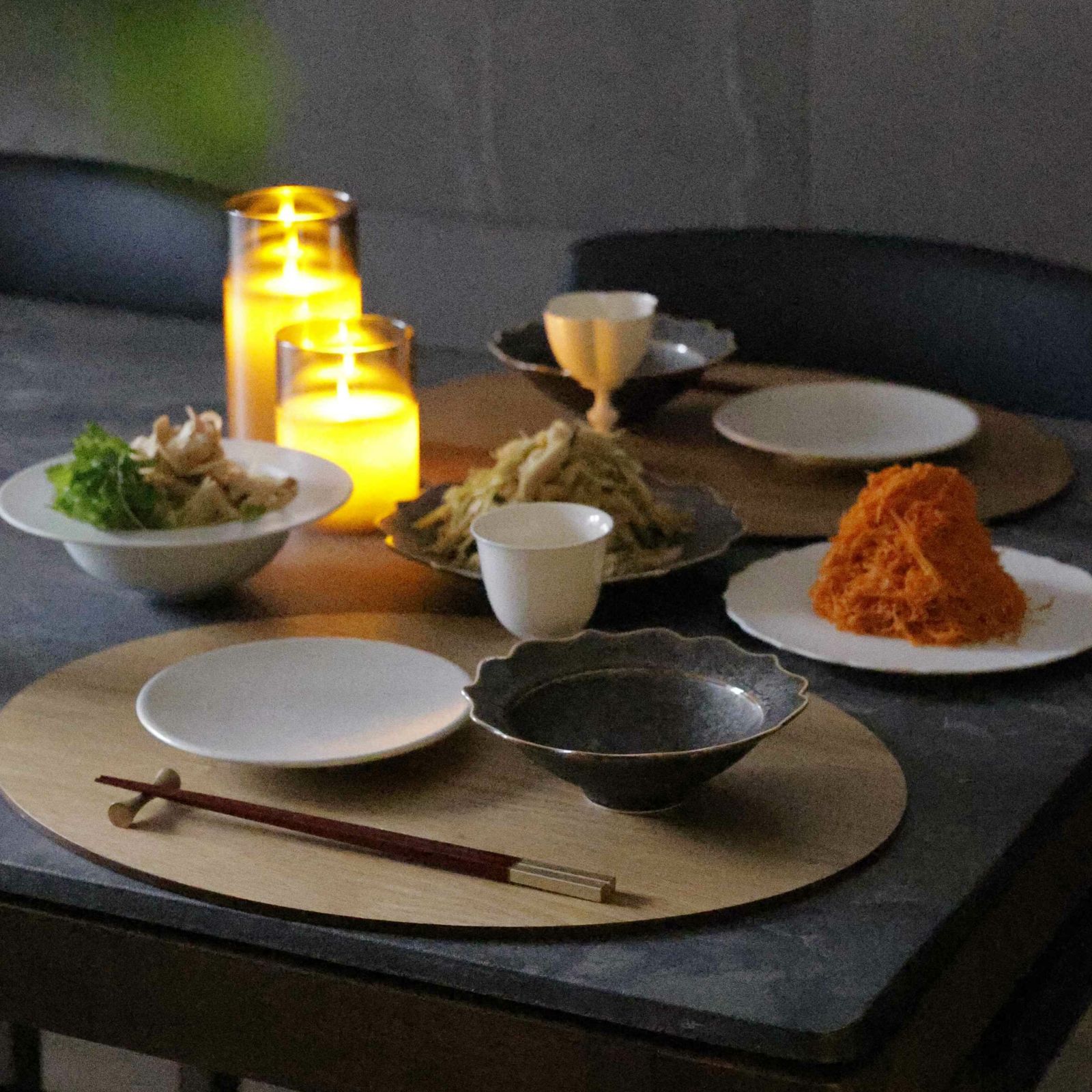 越前塗　細身四角箸　赤銀