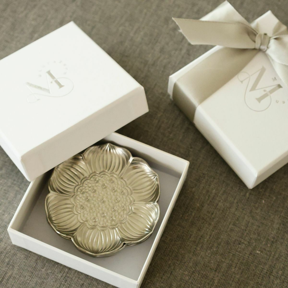 ギフトセット　蓮　花型シルバートレー　5枚セット