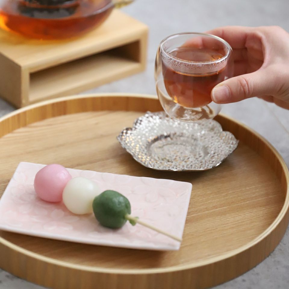 フラワー　シルバー茶たくトレー　10cm