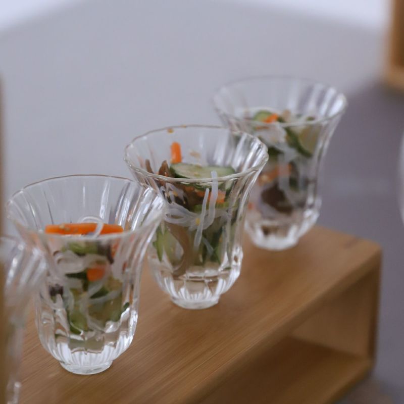 ガラス製　細身菊型グラス　茶器　小鉢