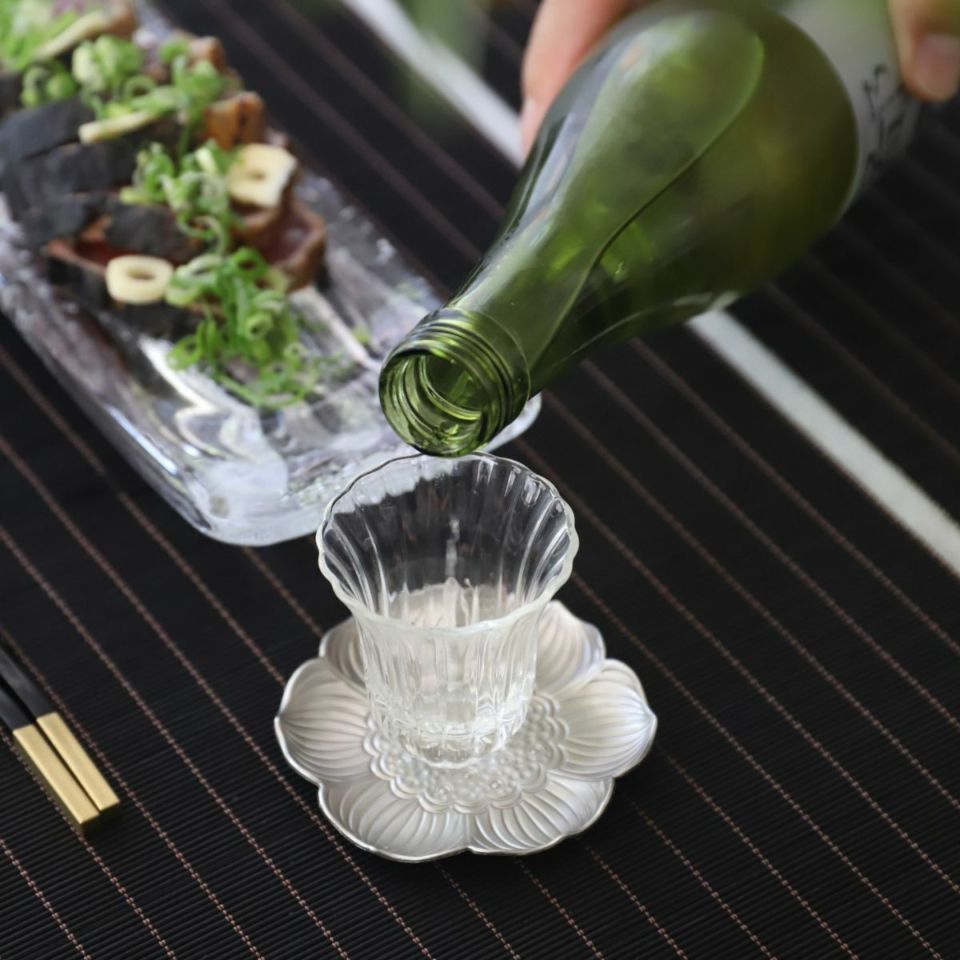 ガラス製　細身菊型グラス　茶器　小鉢