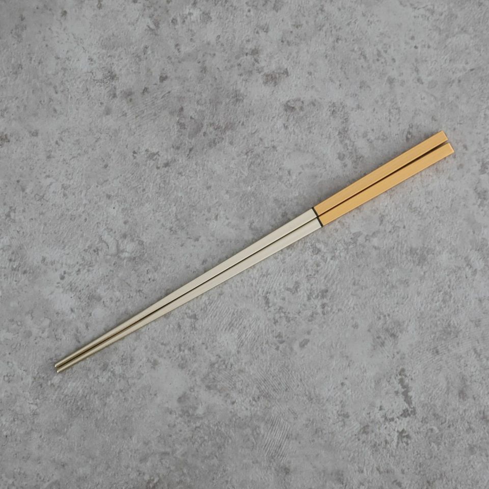 越前塗　細身四角箸　金銀コンビ