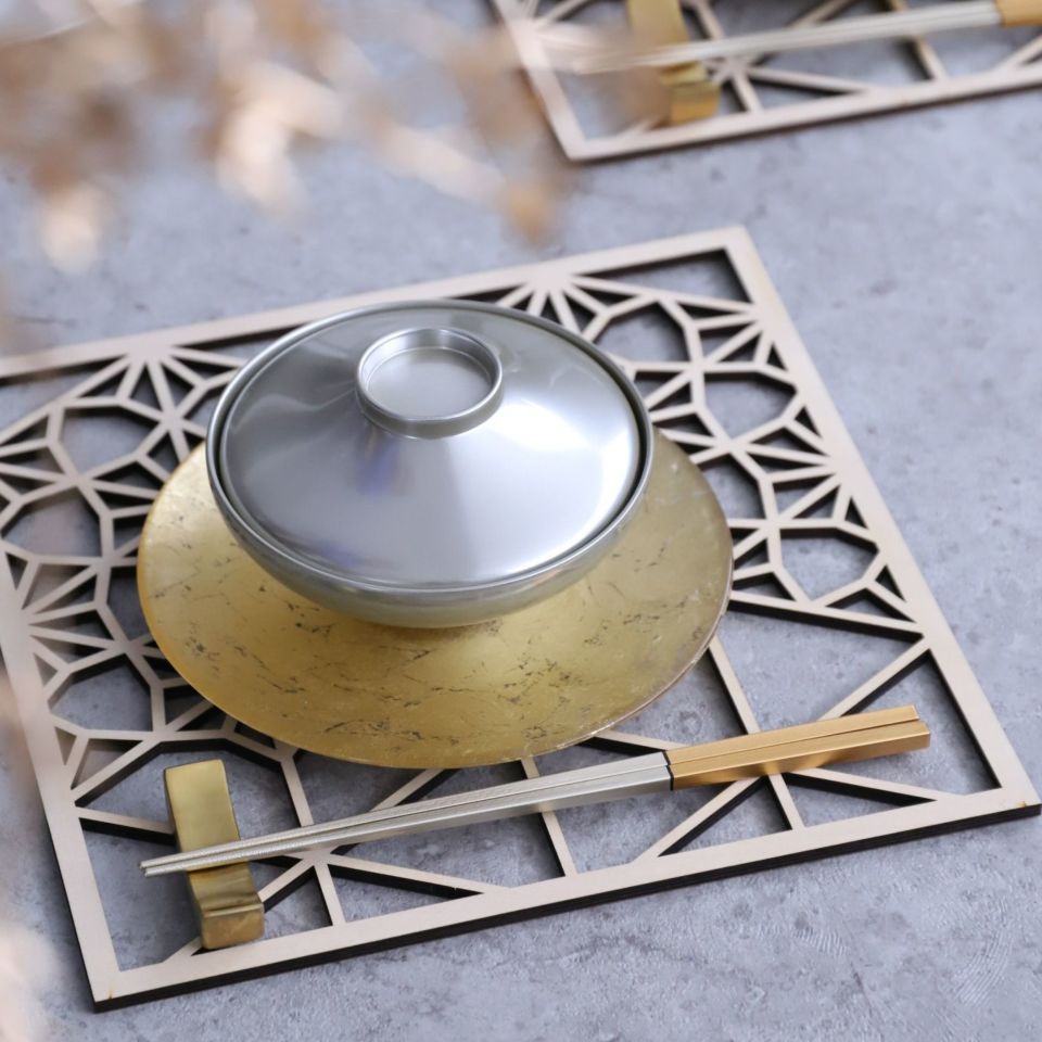 越前塗　細身四角箸　金銀コンビ