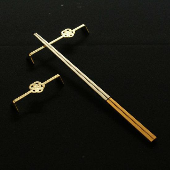 越前塗　細身四角箸　金銀コンビ　使用例