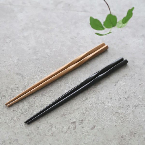 竹製　ねじり箸　ナチュラル黒