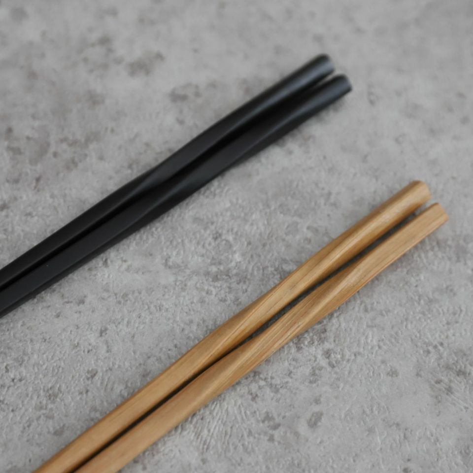 竹製　ねじり箸　ナチュラル/黒