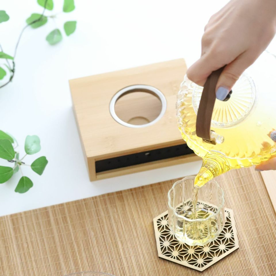 ガラス製　茶器　菊型湯呑