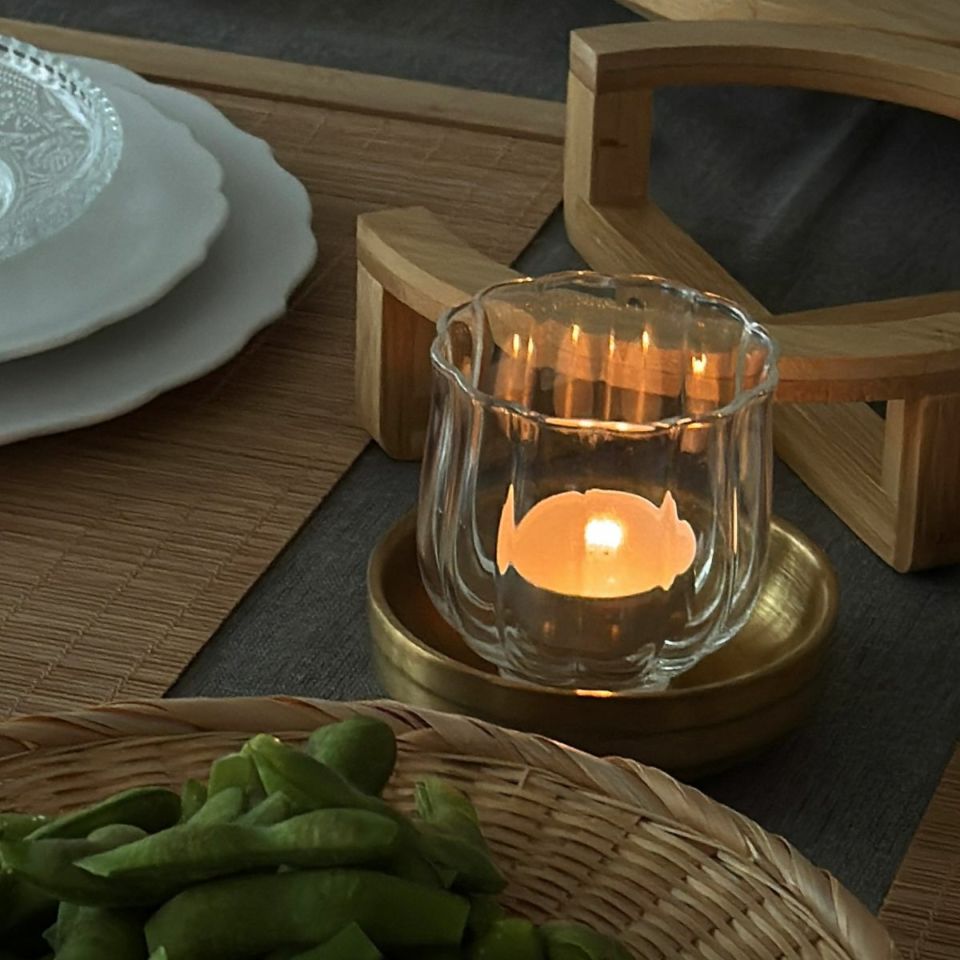 ガラス製　茶器　菊型湯呑