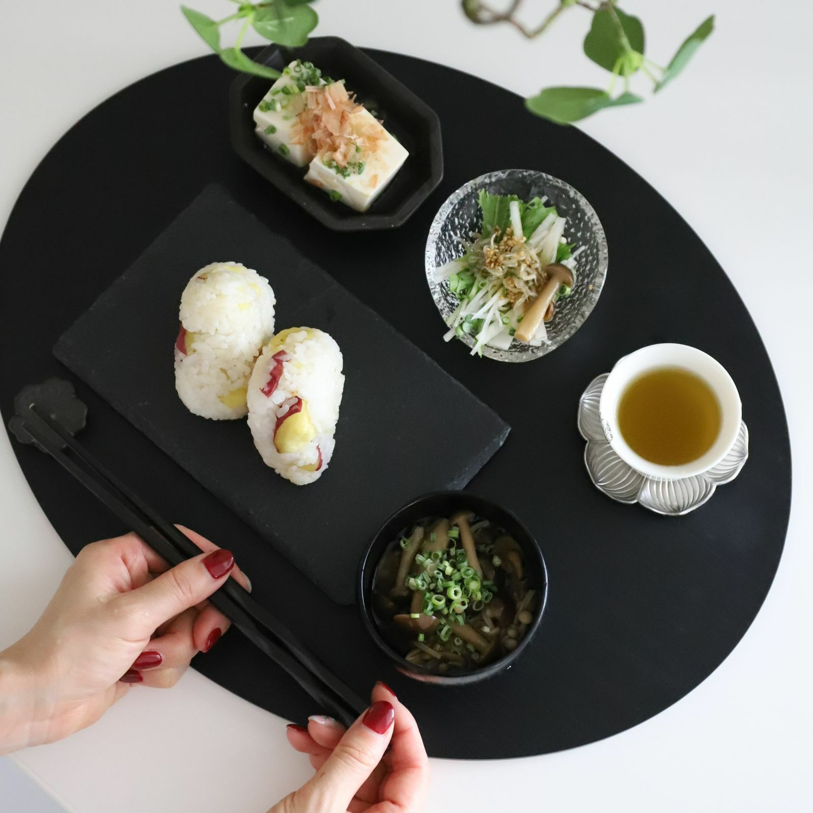 天然石　ブラックスレートプレート皿