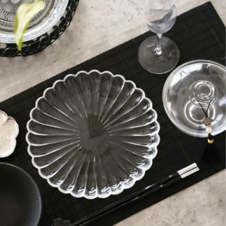 ガラス製　菊花プレート皿L