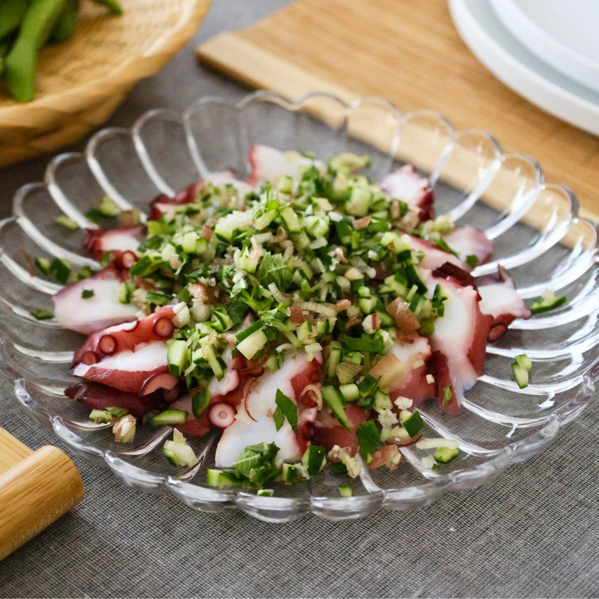 ガラス製　菊花プレート皿L