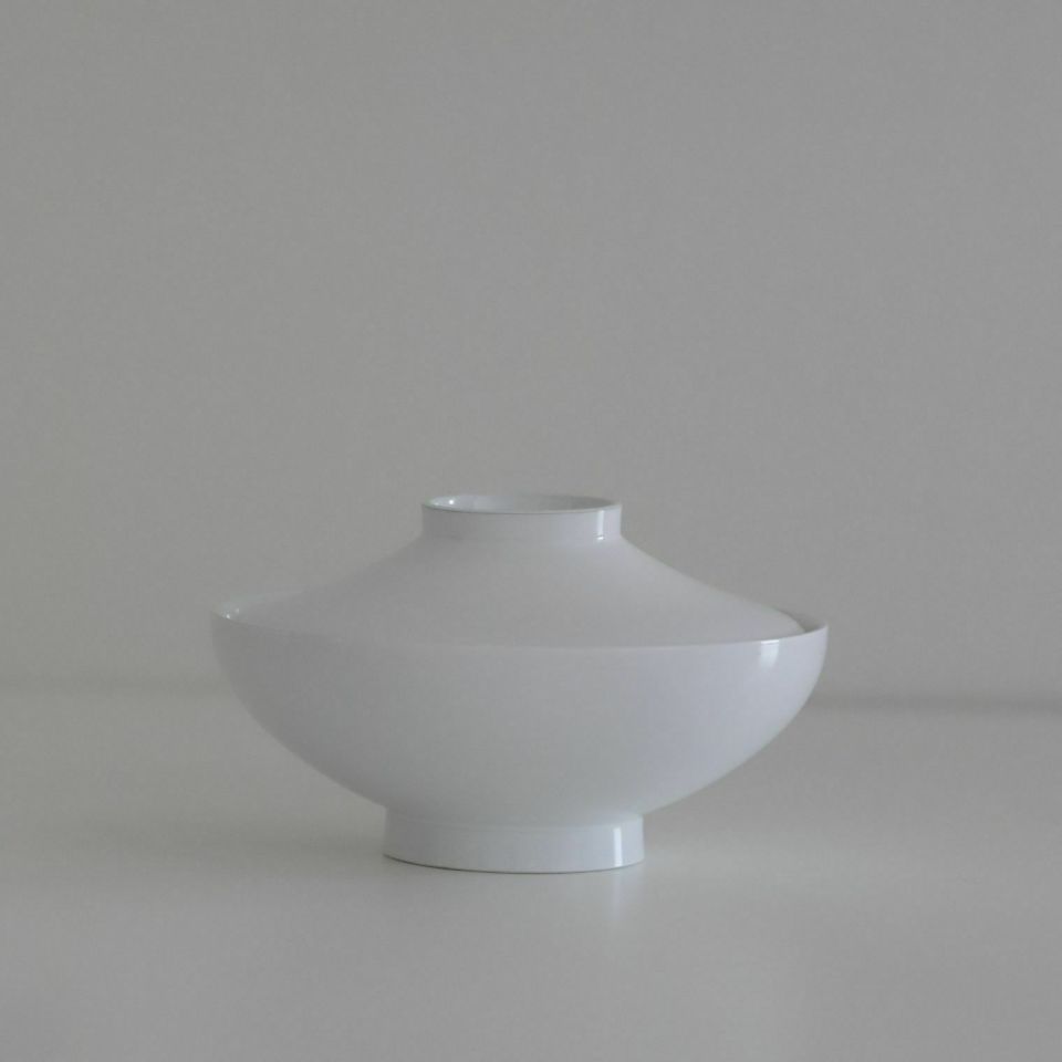 蓋付富士型椀　13.5cm｜M苦楽園オリジナル｜　ホワイト