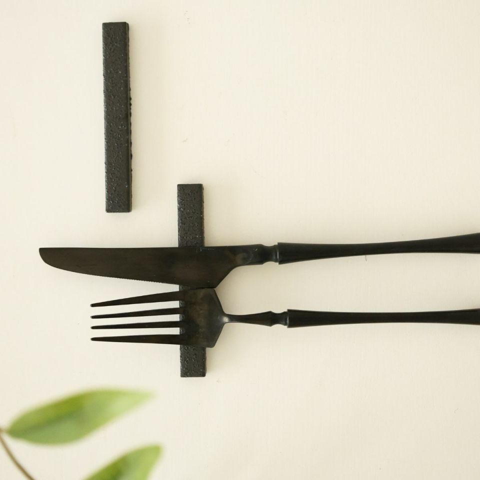 ステンレス製　ブラックカトラリー　ベベル