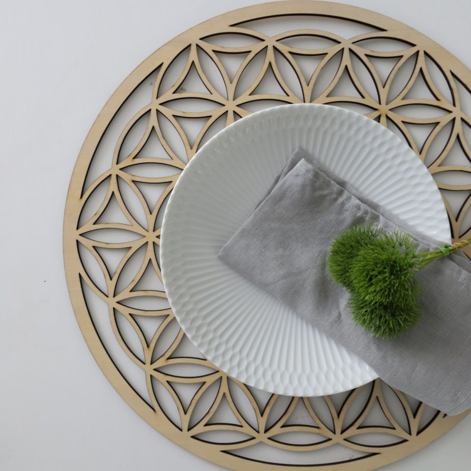 木製プレイスマット折敷　和モダン丸七宝｜M苦楽園オリジナル｜M