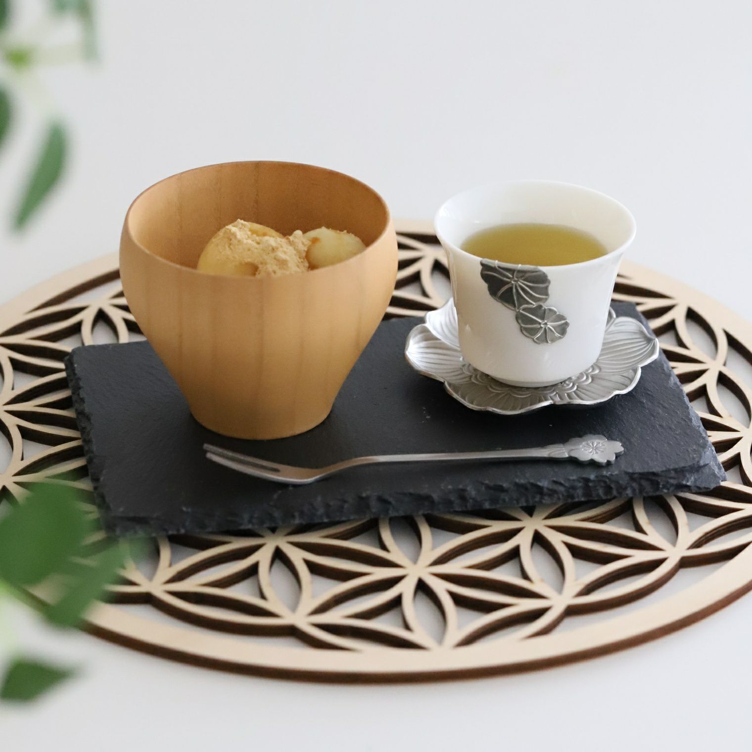 木製プレイスマット折敷　和モダン丸七宝｜M苦楽園オリジナル｜M