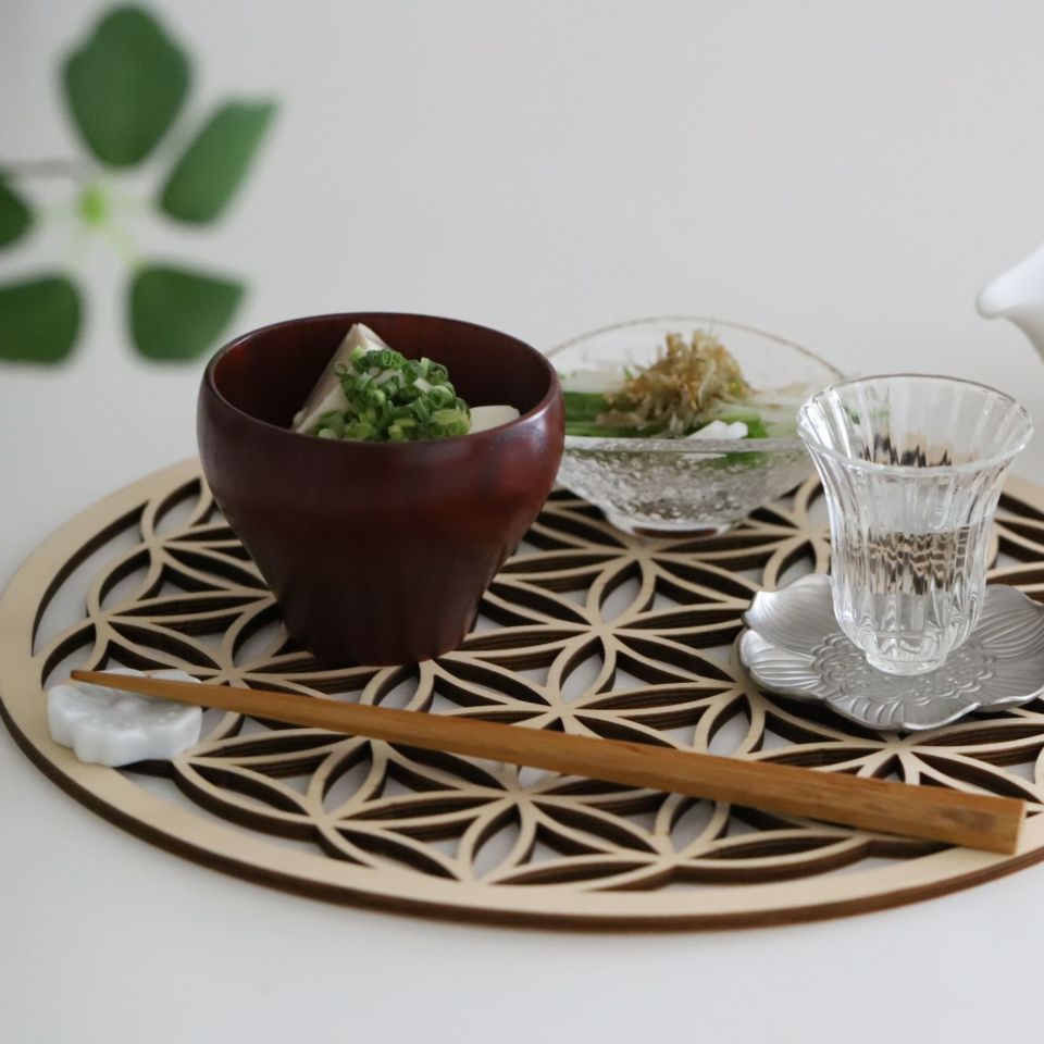 木製プレイスマット折敷　和モダン丸七宝｜M苦楽園オリジナル｜M