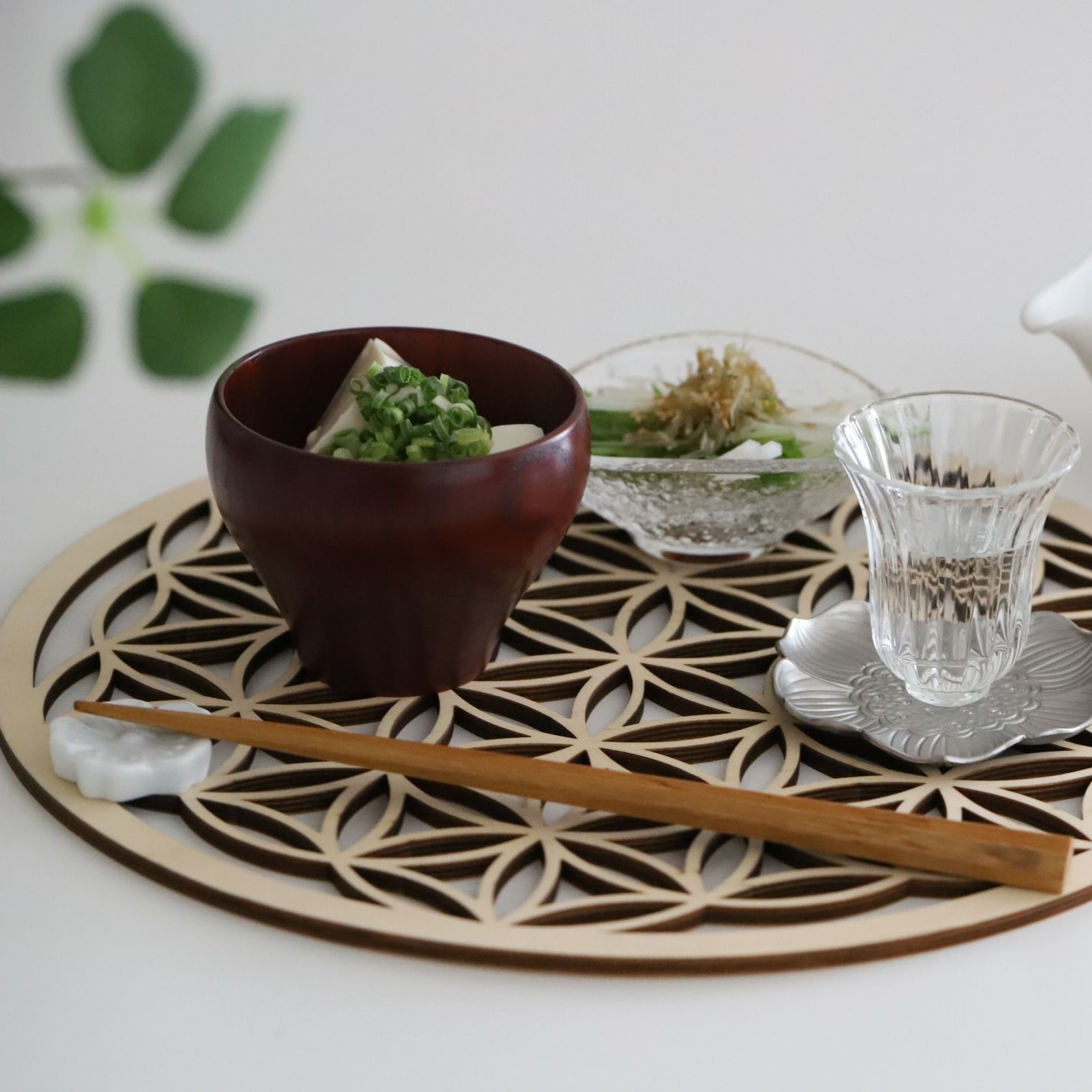 木製プレイスマット折敷　和モダン丸七宝｜M苦楽園オリジナル｜M