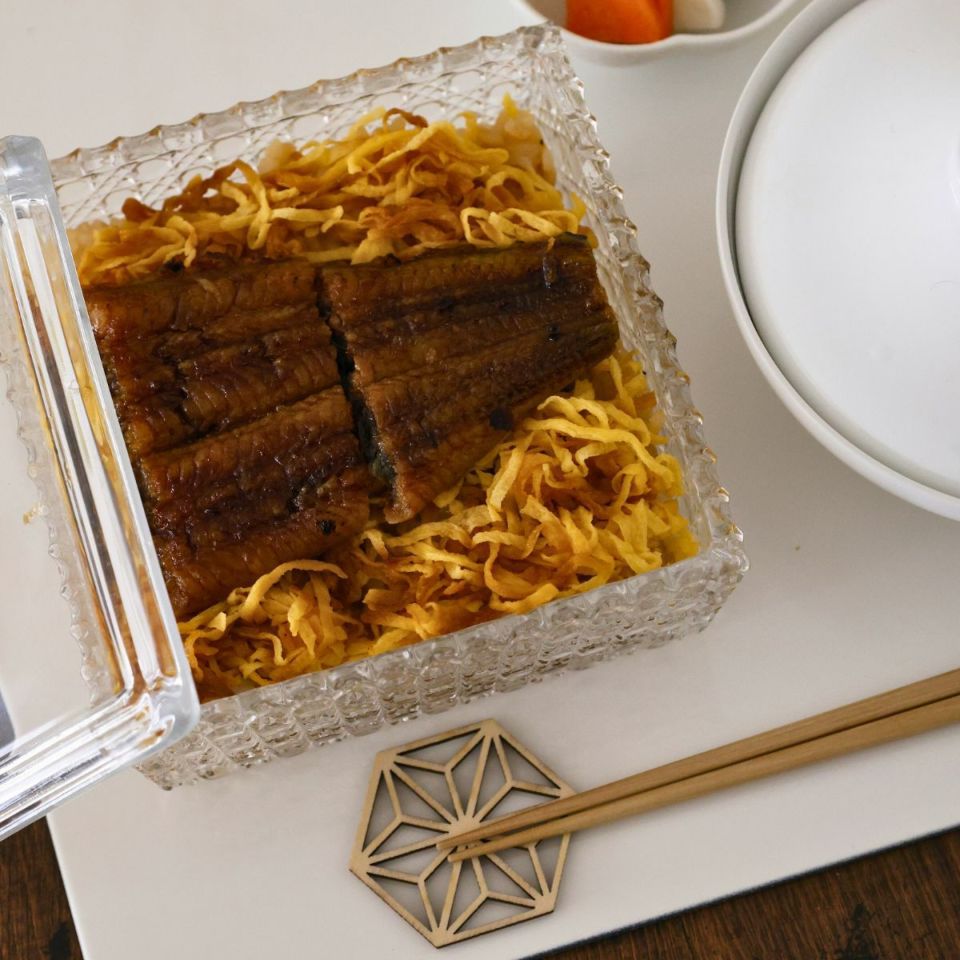 ガラス製　カット硝子　籠目向付お重箱