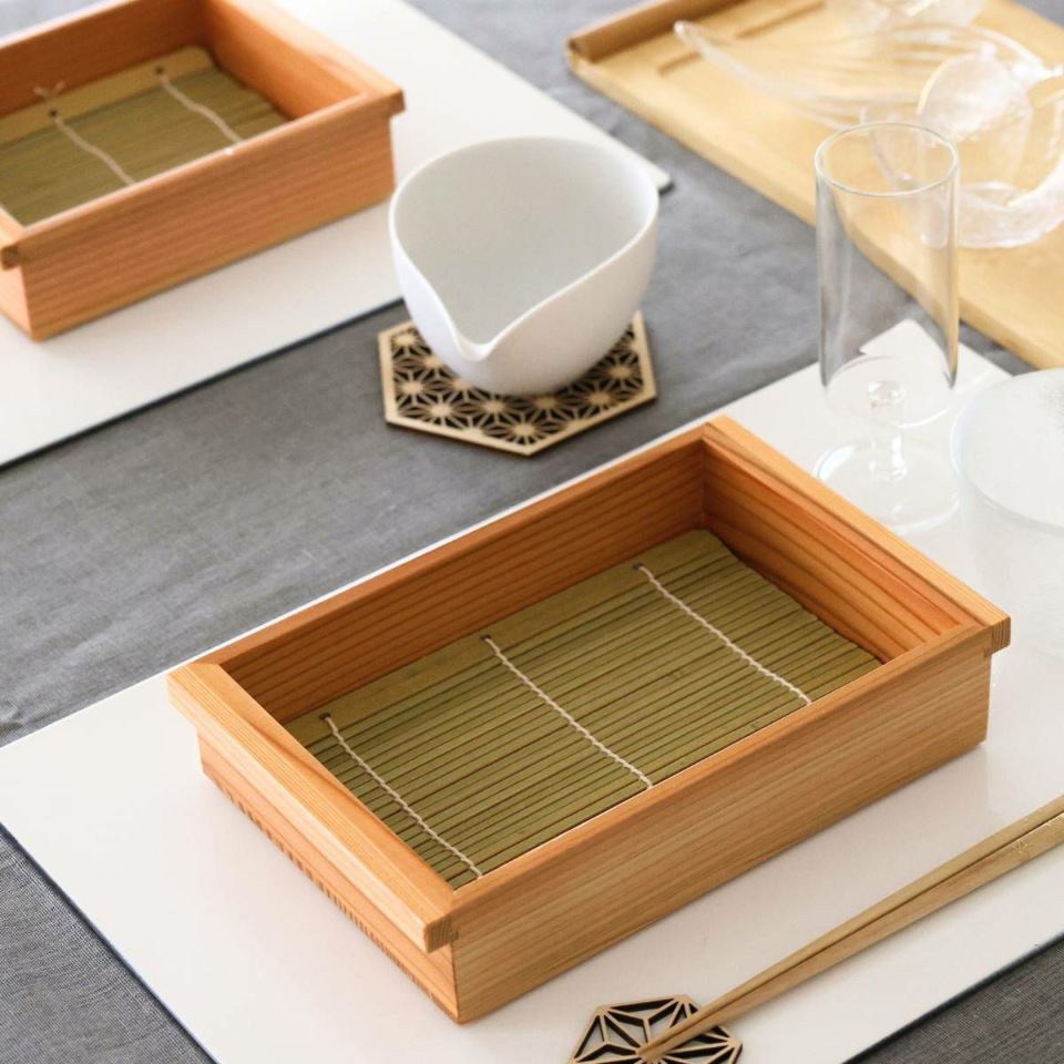 竹製　おはこ長角蕎麦盛箱