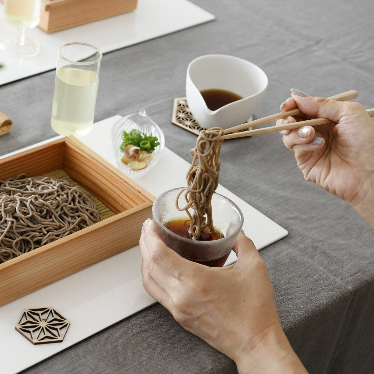 竹製　おはこ長角蕎麦盛箱