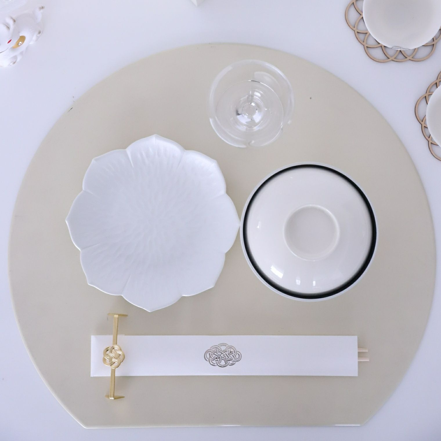 ステンレス製　梅結びゴールドシルバーカトラリーレスト　箸置き