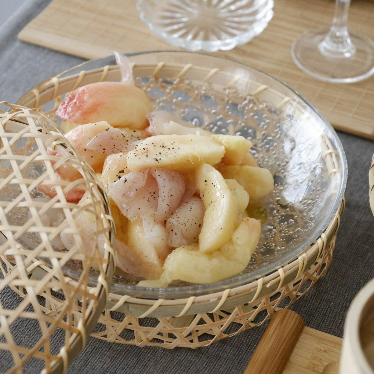 竹製かご　お弁当箱　丸ラウンド　小