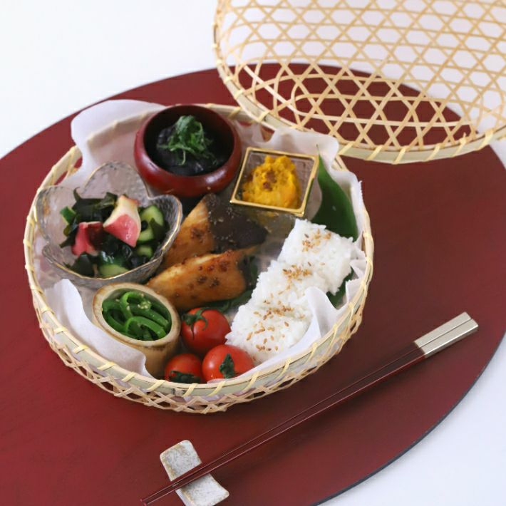 竹製かご お弁当箱丸ラウンド｜M苦楽園｜おしゃれな食器通販