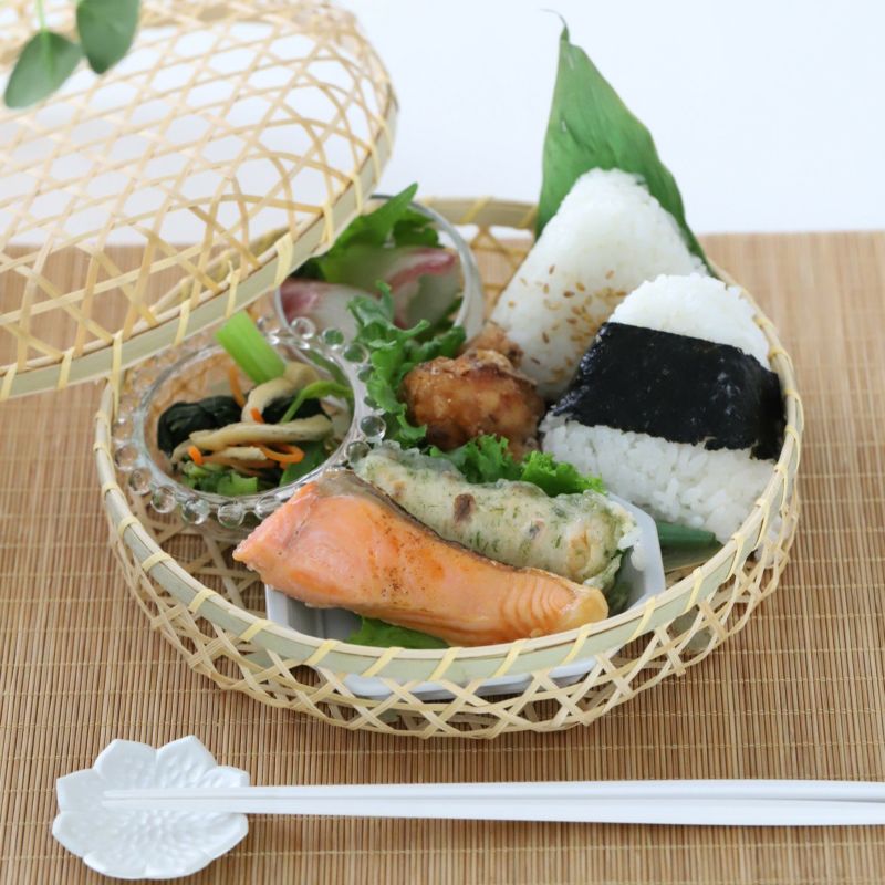 竹製かご　お弁当箱　丸ラウンド