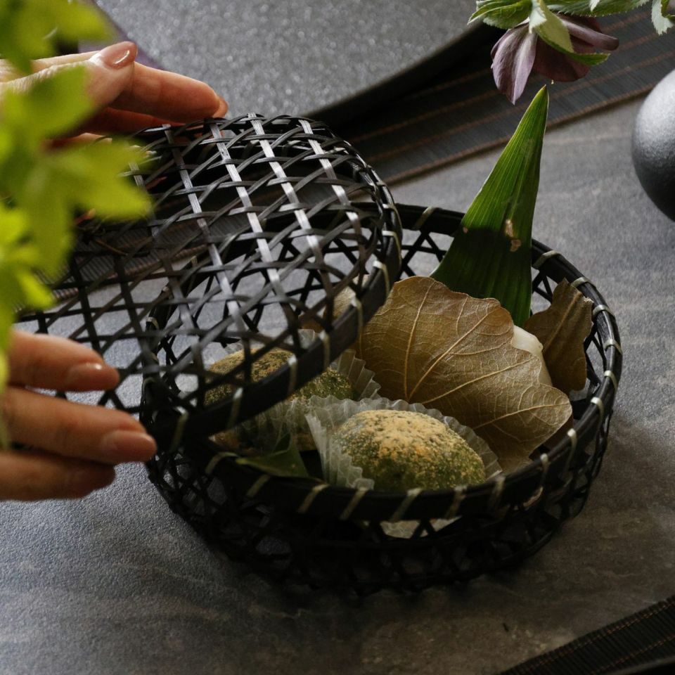 竹製かご　お弁当箱　丸ラウンド　小