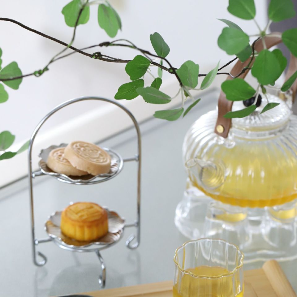 アイアン製　2段ミニスタンド　黒シルバー（シルバー）