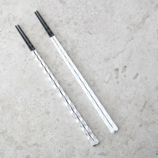 細身亀甲彫箸　銀白｜M苦楽園オリジナル｜