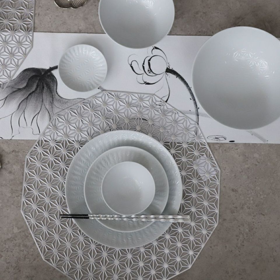 細身亀甲彫箸　銀白　