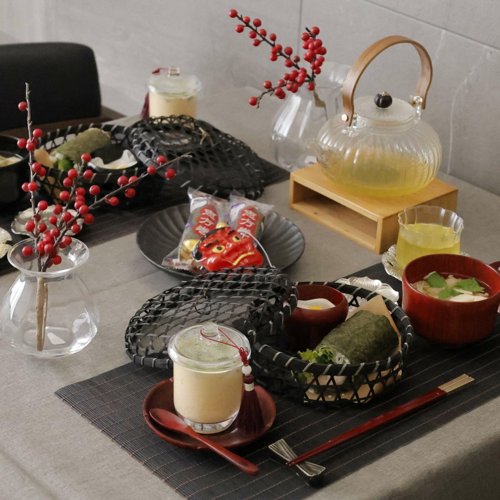 竹製　長角黒すだれ　ランチョンマット