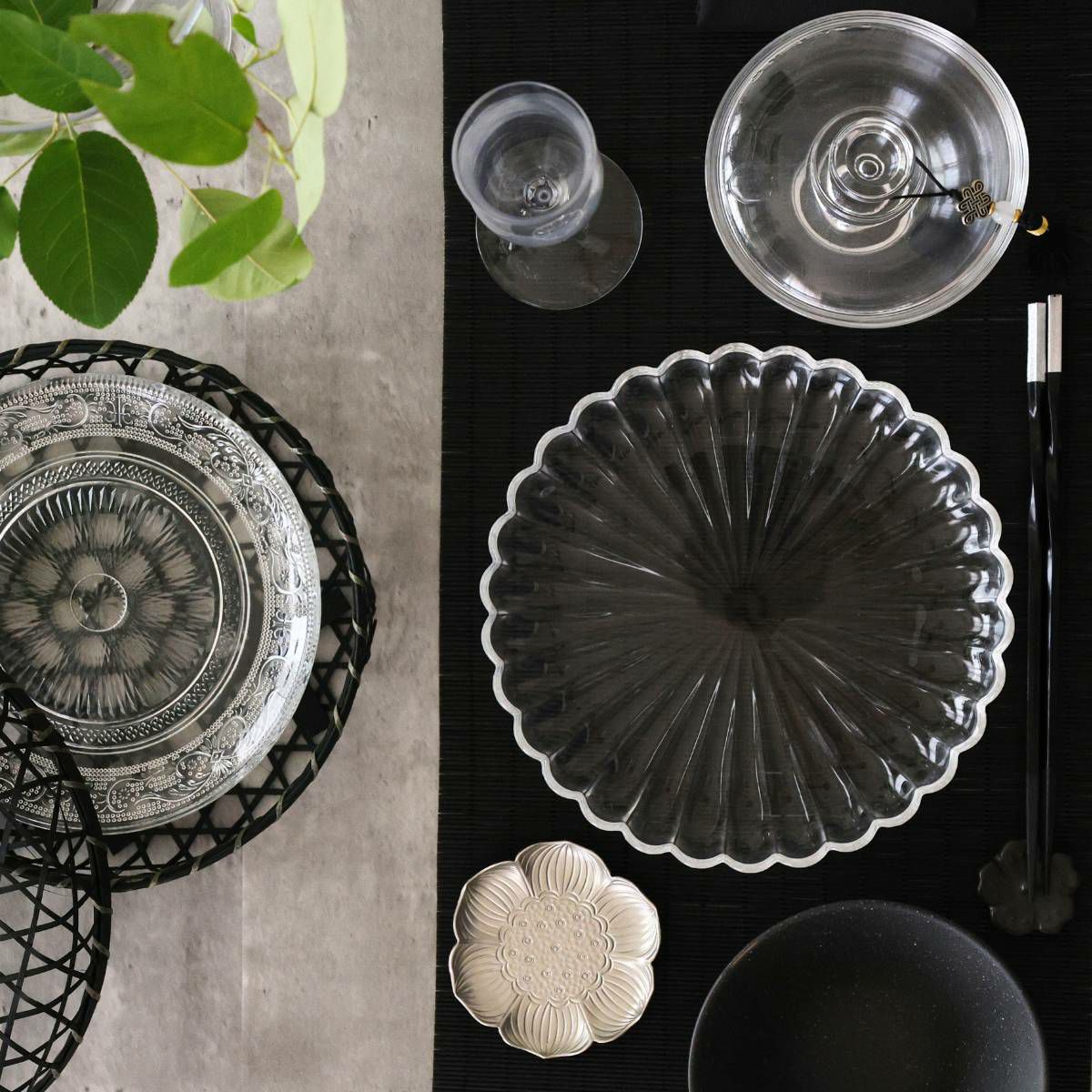 竹製　長角黒すだれ　ランチョンマット