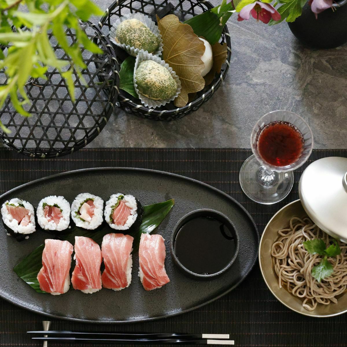 竹製　長角黒すだれ　テーブルランナー