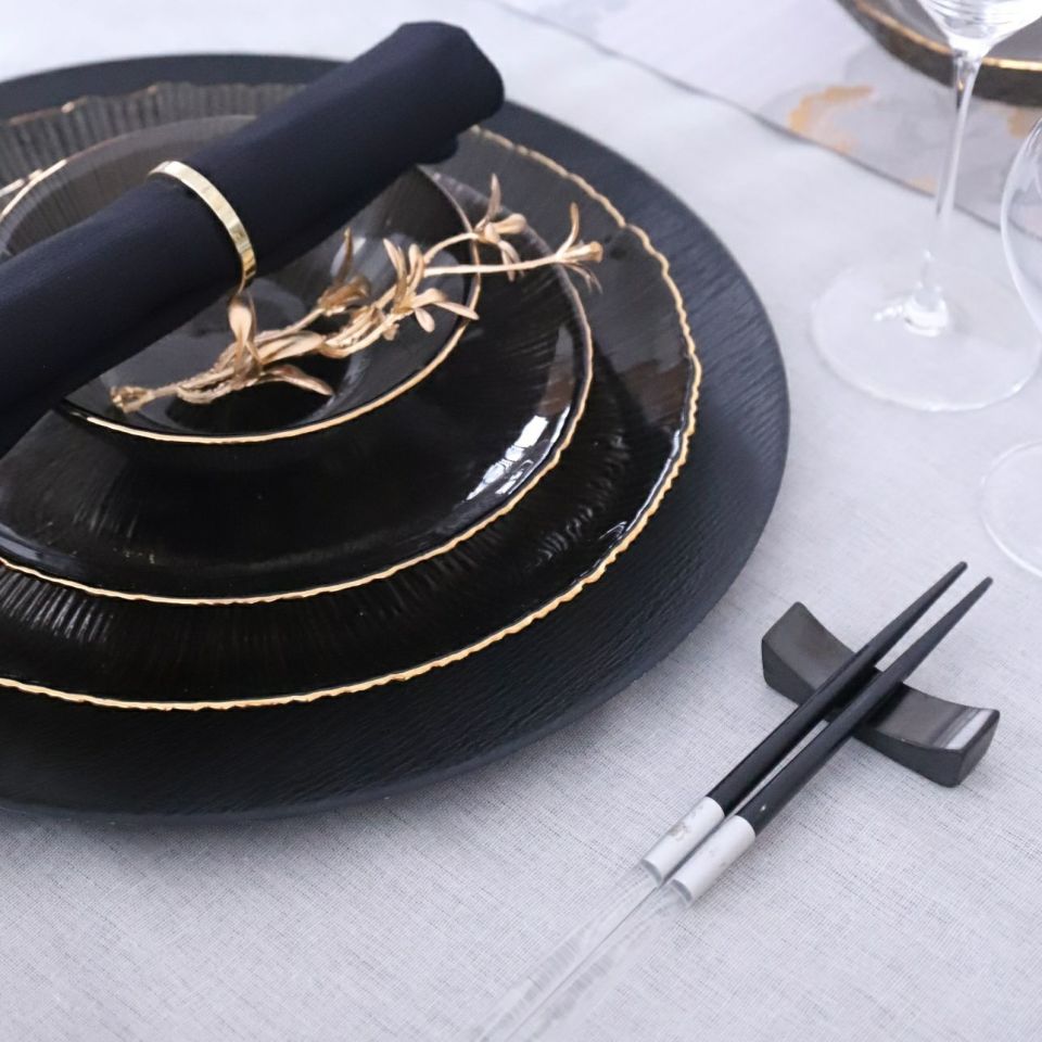 アクリル製　クリア箸　黒白　ジャポネ