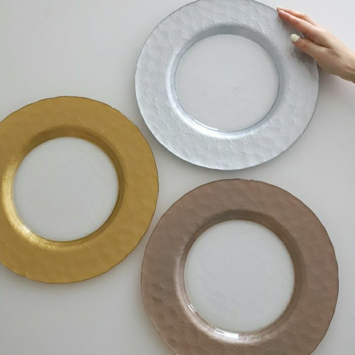 ガラス製　 メタリックリムプレート皿　マラケシュ