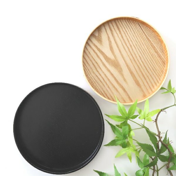 木製　丸盆　ラウンドトレー　モダンスタイル