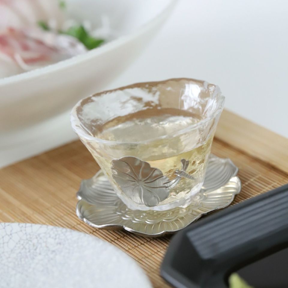 ガラス製　錫モチーフ茶器　小鉢　ハストンボ