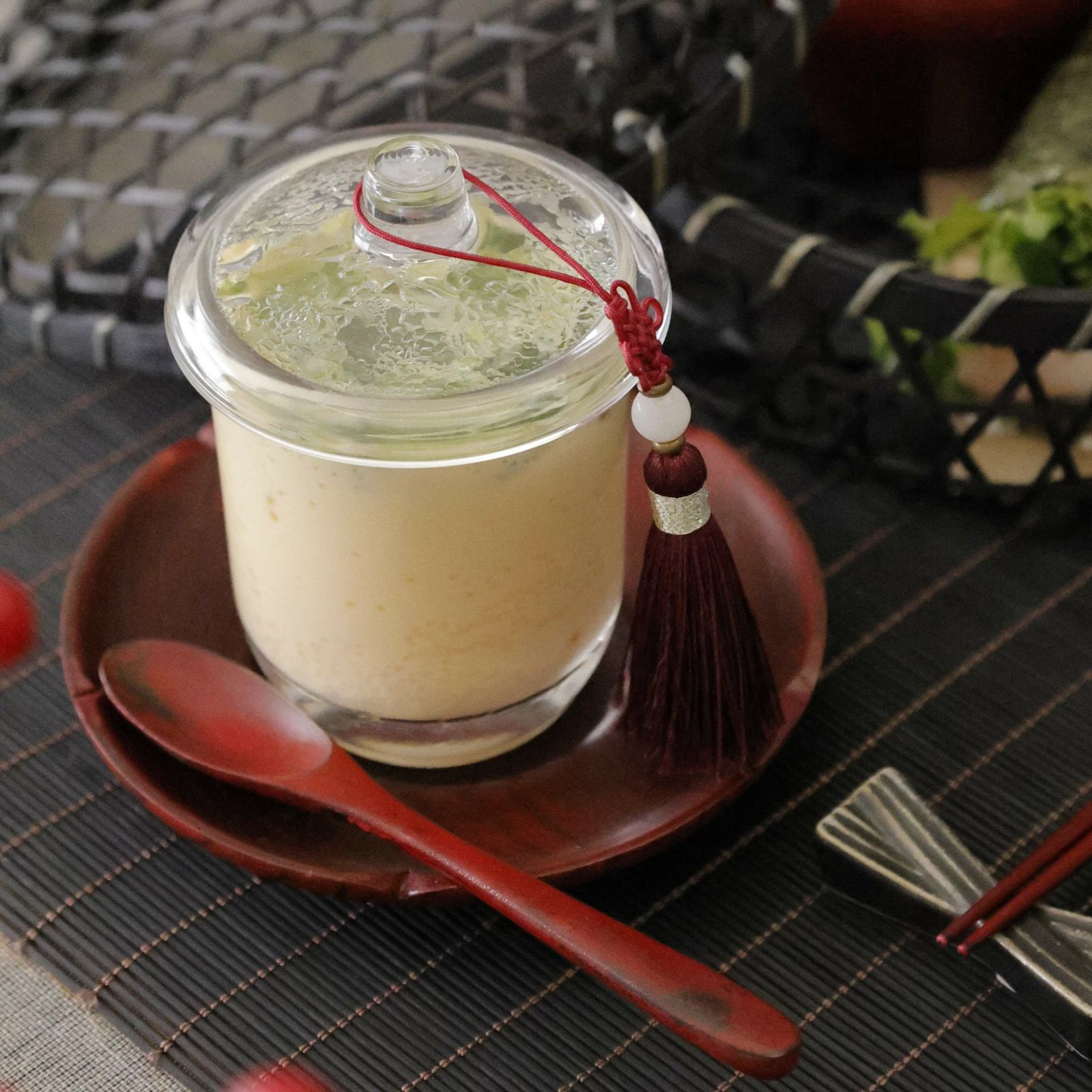 木製　漆器デザートスプーン　赤黒