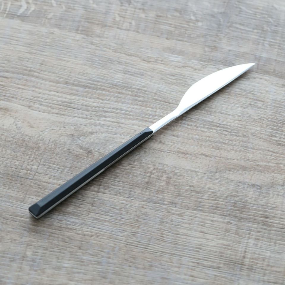 ステンレス製　カトラリー 　木目調ブラック　ディナーナイフ