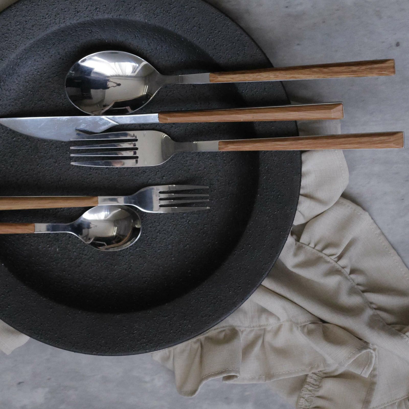 ステンレス製　カトラリー 　フォーク・スプーン・ナイフ　木目調