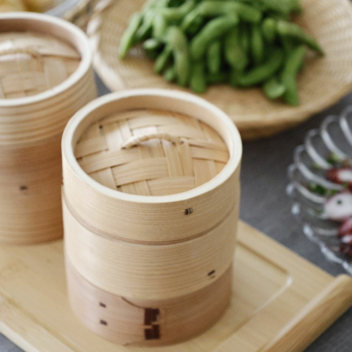 竹製　中華蒸篭セイロ　身・蓋セット10cm