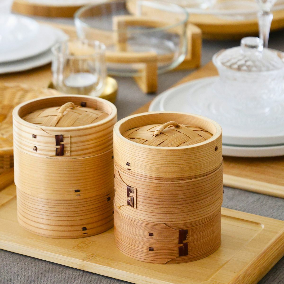 竹製　中華蒸篭セイロ　身・蓋セット10cm