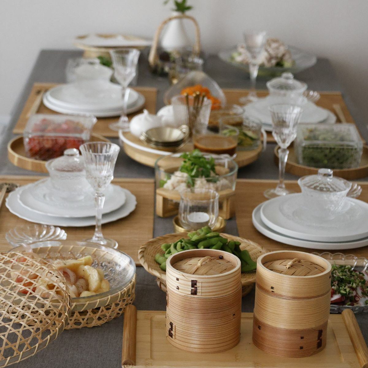 竹製　中華蒸篭セイロ　身・蓋セット10cm