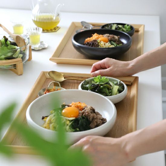 木製　長角カフェ盆トレー　ナチュラル
