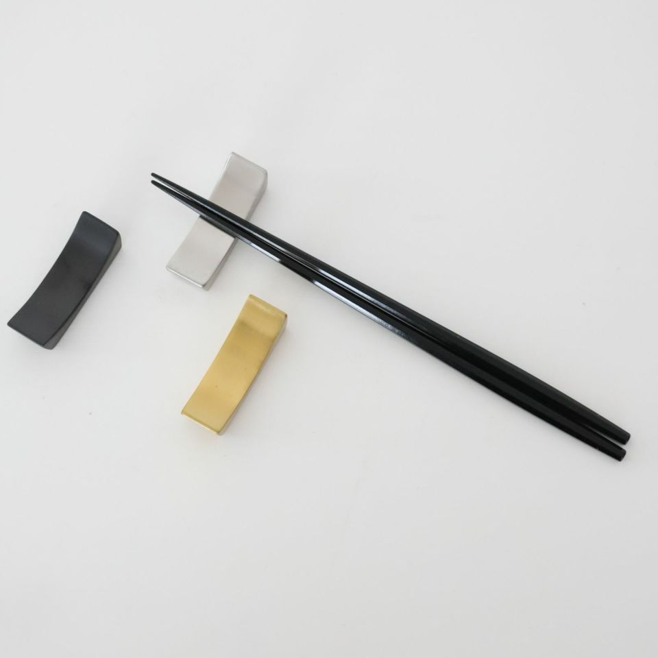 ステンレス製　シンプルカトラリーレスト箸置　シルバー　ブラック　ゴールド