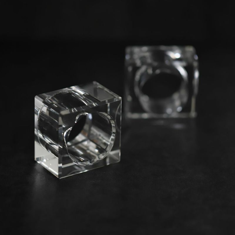 【OUTLET50％オフ】スクエアキューブナプキンリング　ガラス製