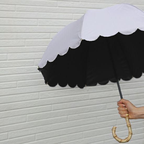 完全遮光　スカラップ傘　晴雨兼用　ライラックグレー